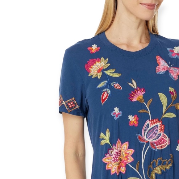 JOHNNY WAS Gracey Dress Crew Neck Swing Maxi Floral Butterfly Embroidery NWT - Picture 6 of 13